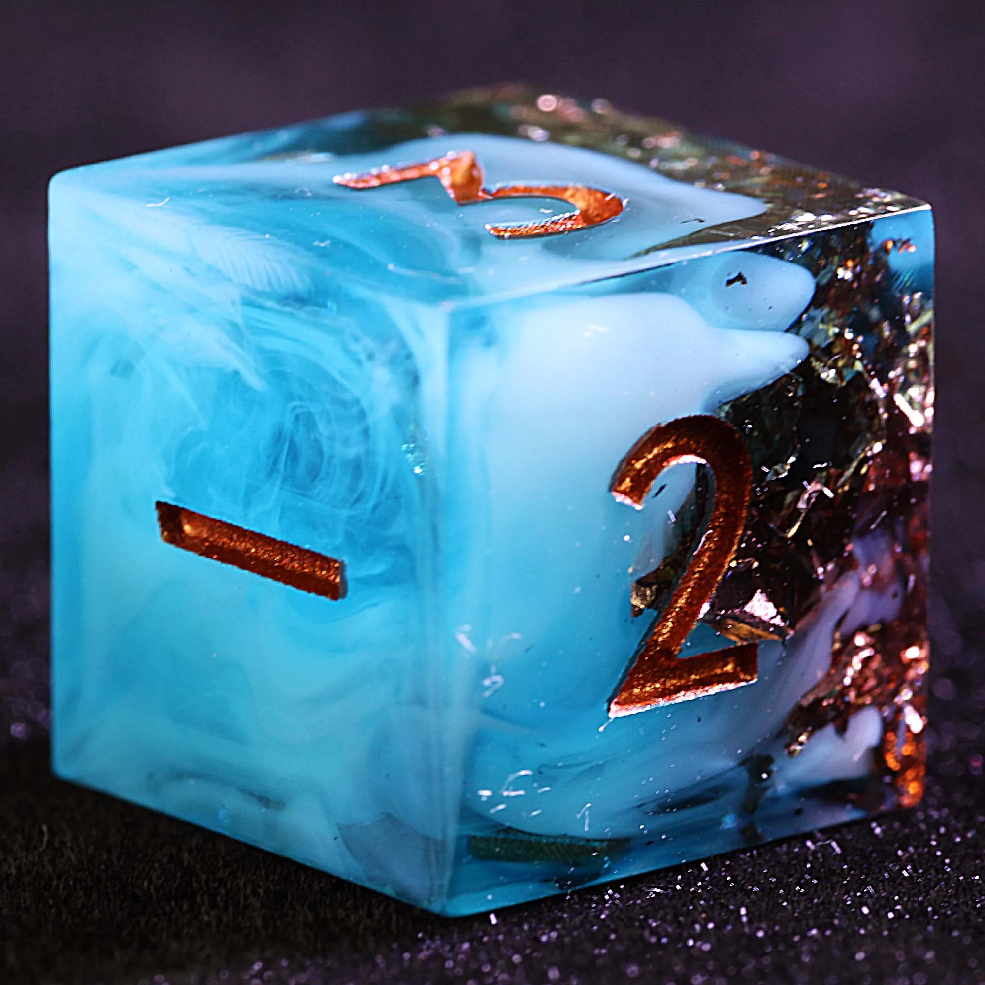 9 نرد راتينج متعدد السطوح DD مجموعة رقائق ذهبية سحابة السماء الزرقاء #4