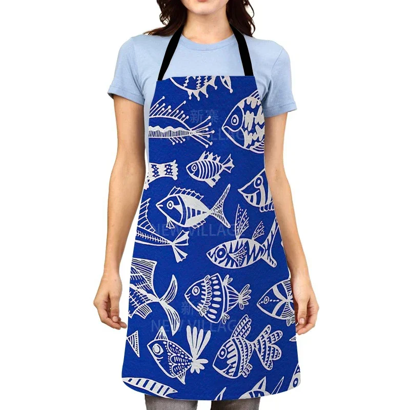 1 Pcs Life Tree Kitchen Apron for Woman Sleeveless Cotton Linen Aprons Home Cooking Baking Bibs Cleaning Tools