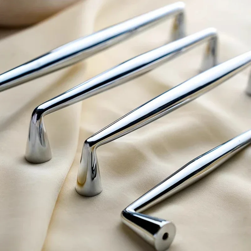 Modern Chromed Kitchen Cabinet Storage Handles Drawer Knobs Kitchen Accessories Furniture Wardrobe Pulls Hardware Drawer Knobs