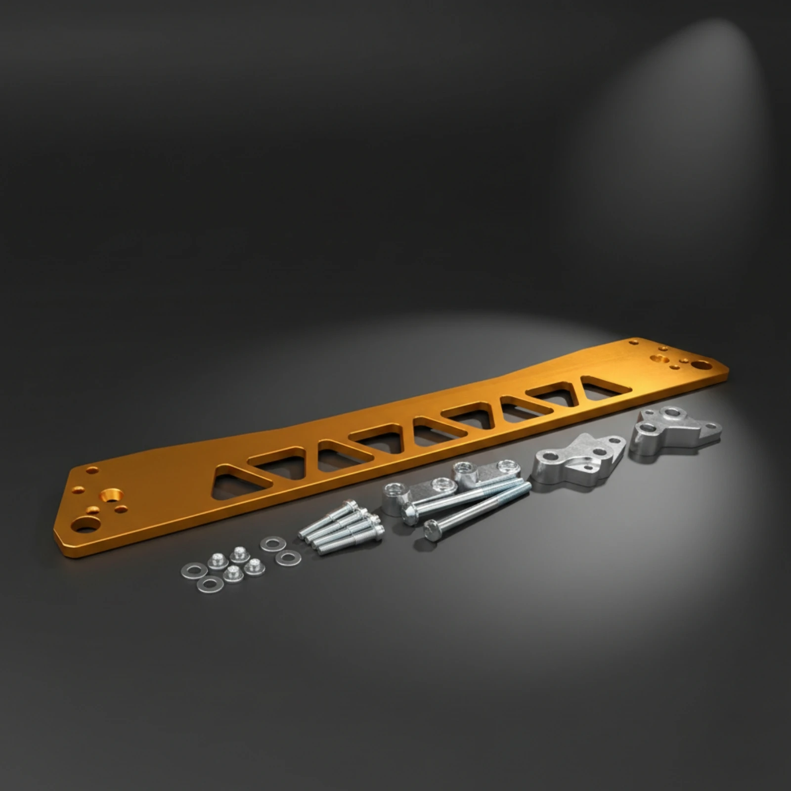 Gold Anodized Aluminum Chassis Brace with Hardware Triangular Cutouts Lightweight Support Bar for Japanese Hatchback EG Build