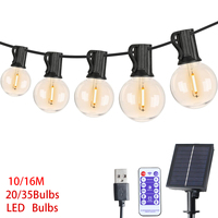 10M 16M Festoon Solar LED Globe G40 String Fairy Lights Outdoor Birthday Party Garden Decor Garland Lamps Street Patio Backyard