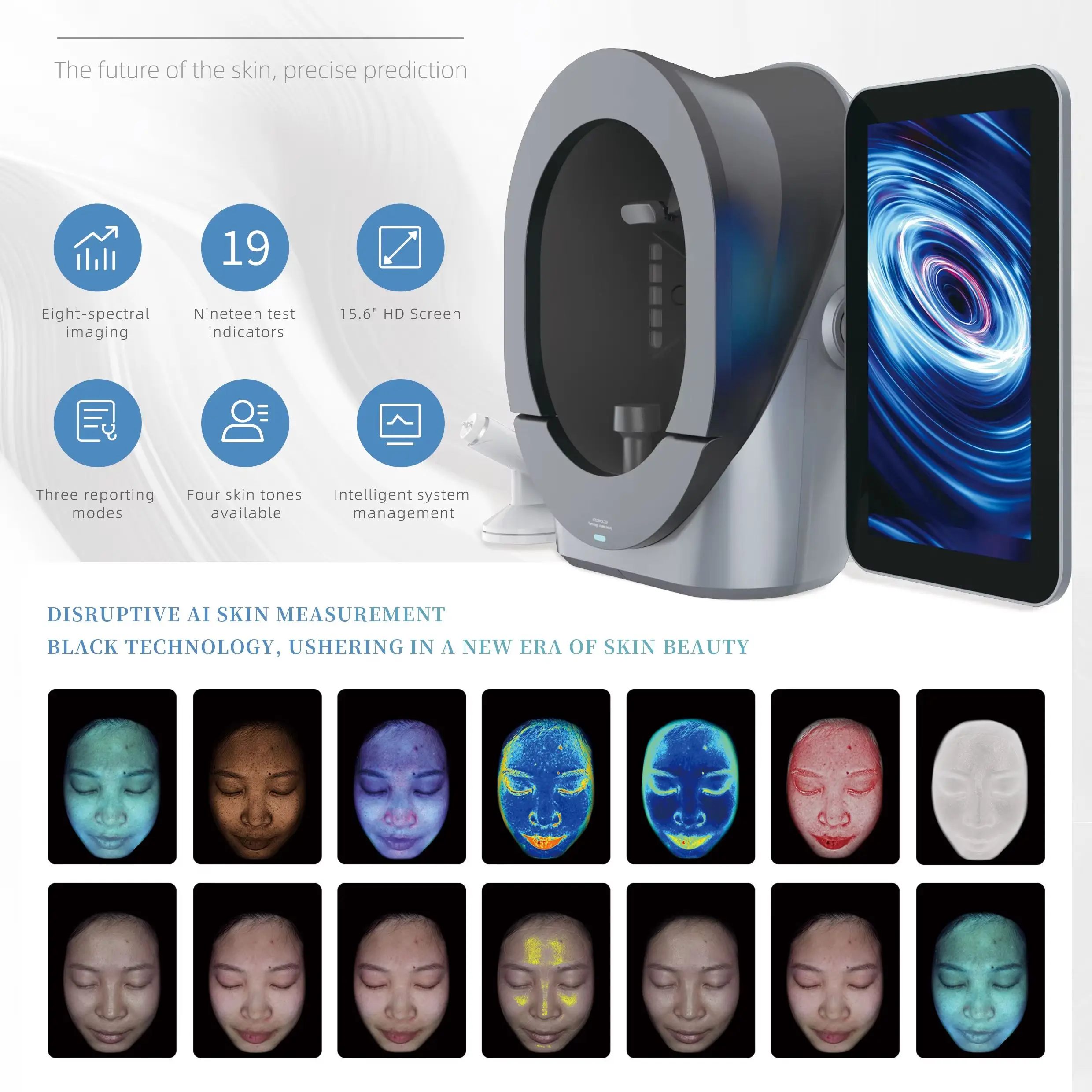 2026 Newest 3d AI SMART Face Skin Diagnostics Analyzer Wood Lamp Facial AI Skin Analyzer Machine Analysis Machine