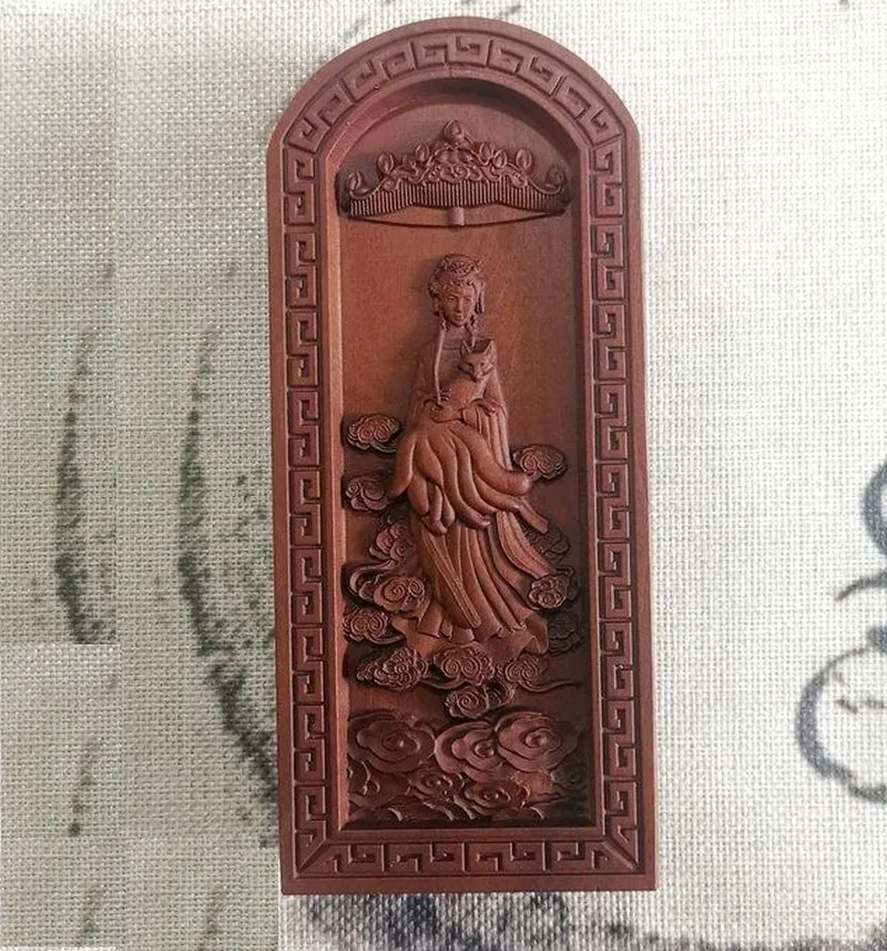 Taoism Lightning Struck Jujube Wood Carved Token Nine Tailed Fox Amulet Tool