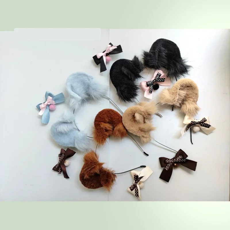 Custom Hand Made Imitation Animal's Ear Cosplay Cute Bear Fur Ear Hair Hoops Night Party Anime Lolita Hairband Fur Headbands