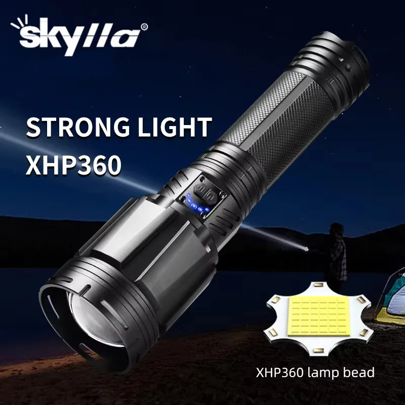 Most Powerful High Power Led flashlight Use 26650 XHP360 Rechargeable Led Torch Zoom 3000M Outdoor Tactical Lantern for Hunting