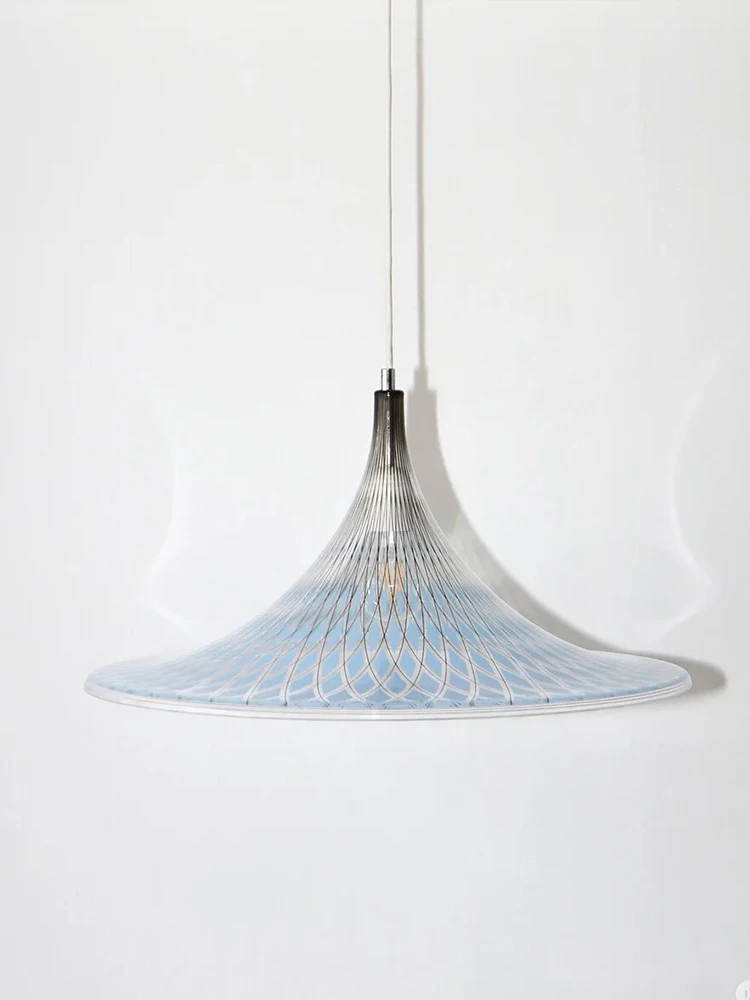 

Italian Designer Restaurant Pendant Light, Nordic Medieval Horn Restaurant Bar Counter, Flying Saucer Blue Glass Pendant Light
