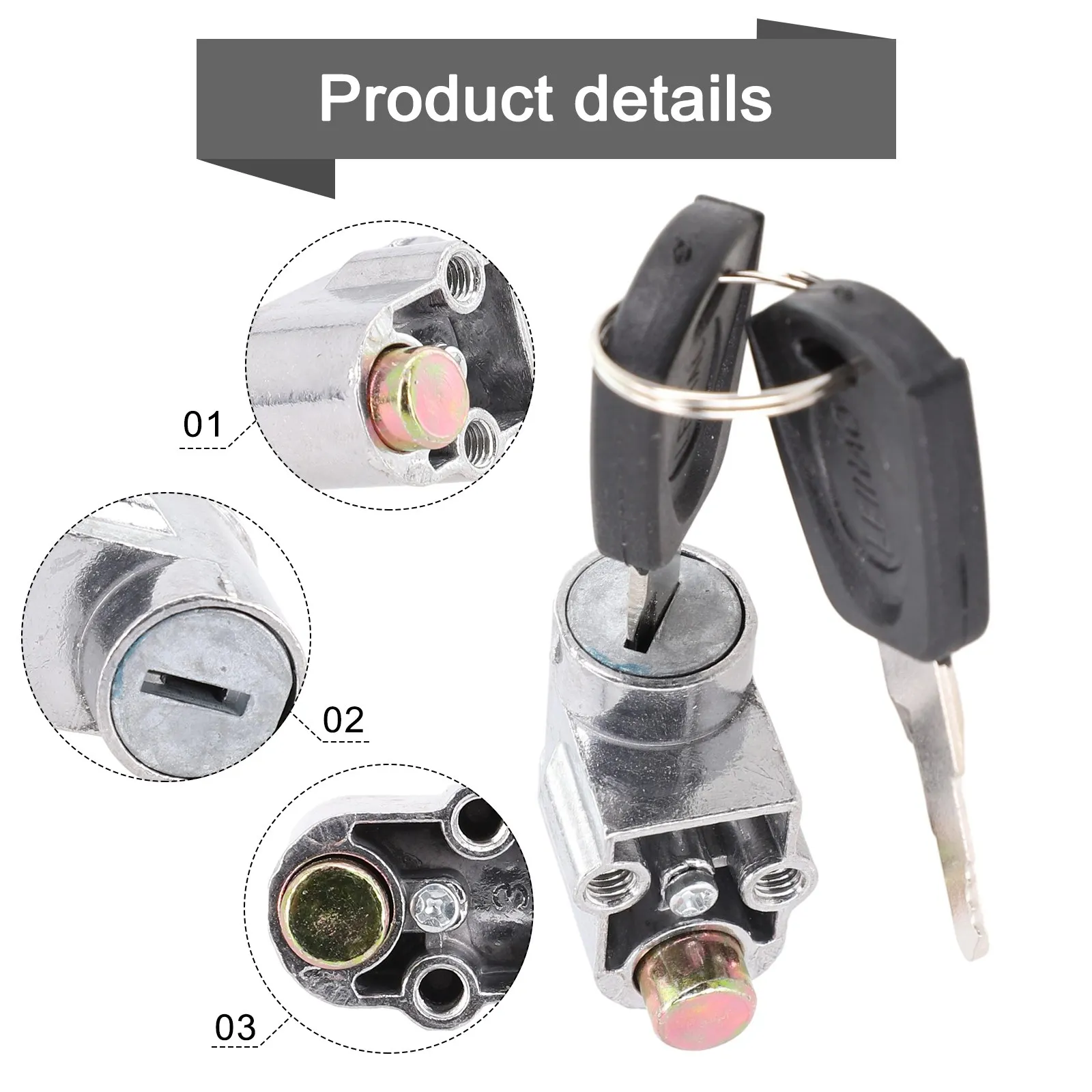 

1 Pc Car Ignition Switch Battery Safety Pack Box Lock With 2 Key Metal For Motorcycle Electric EBike Scooter Safety Security