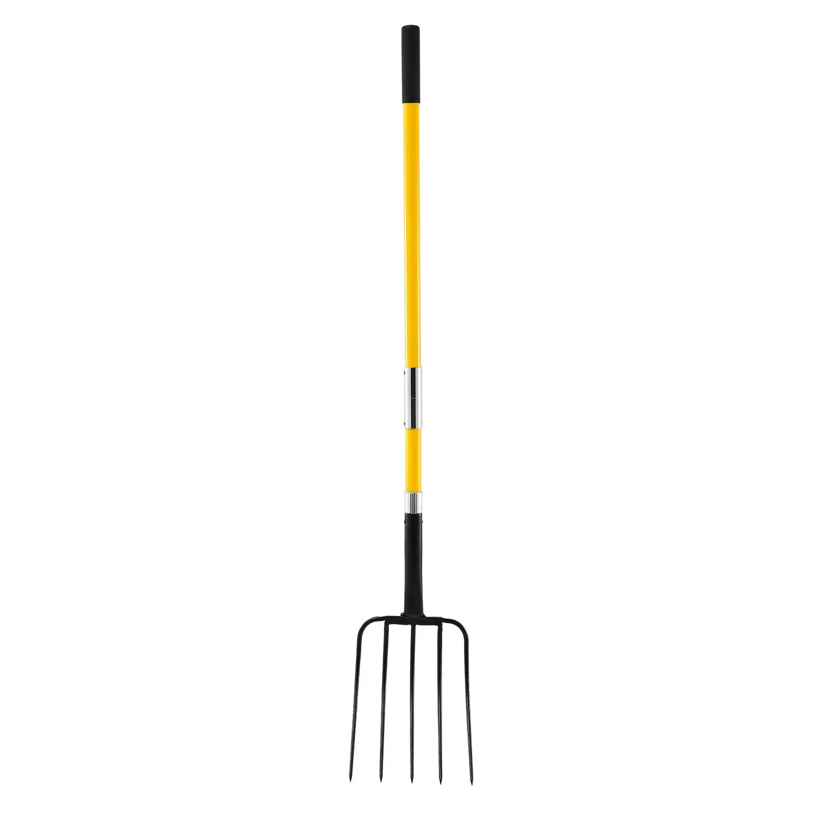 Garden Fork, 5-Tine Gardening Pitchfork with Fiberglass Handle, 57 in Heavy Duty Digging Fork with Y Grip, Forged Steel Spading Fork for Hay Potato Composting Transplanting Aeration