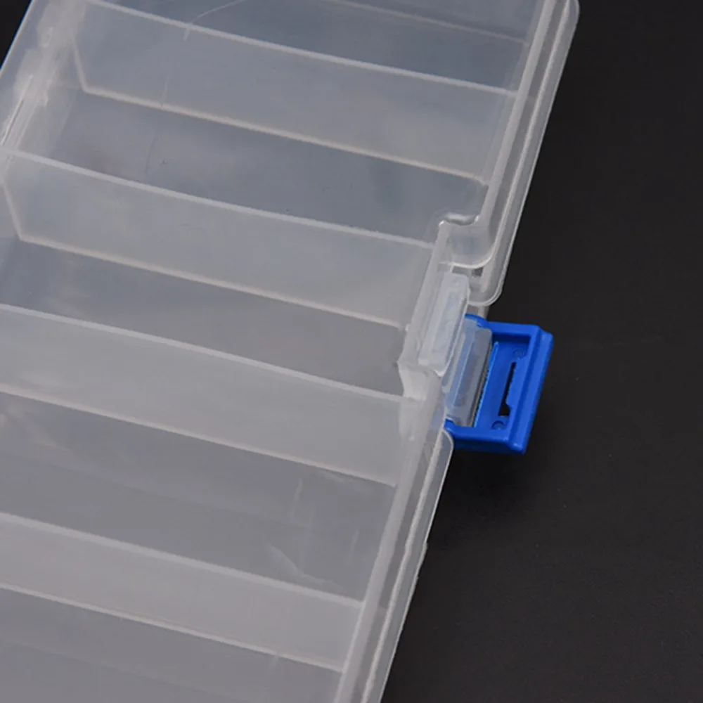 4PCS Clear Plastic Fishing Tackle Storage Box with Independent Latches Lightweight Fishing Lure Box 5 Grid Compartments