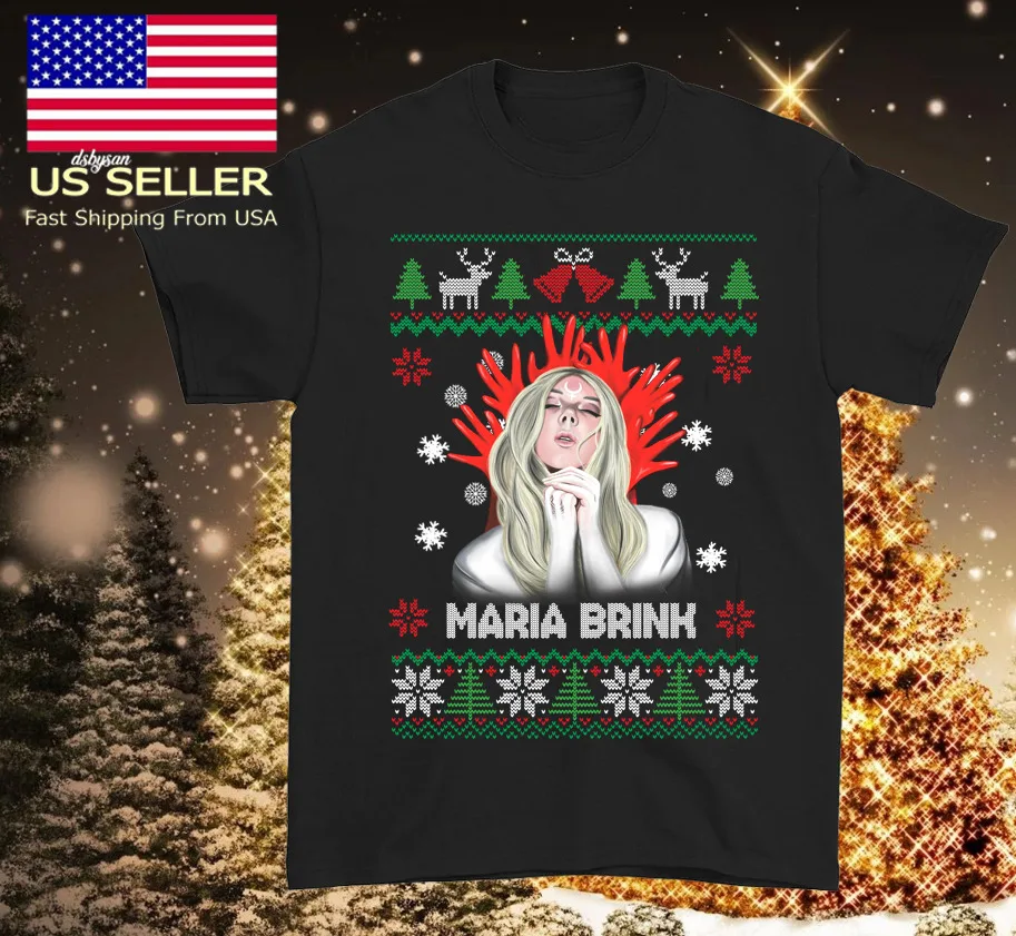 HOT NEW Maria Brink Christmas black T-shirt black Short sleeve S-5Xl 1F847