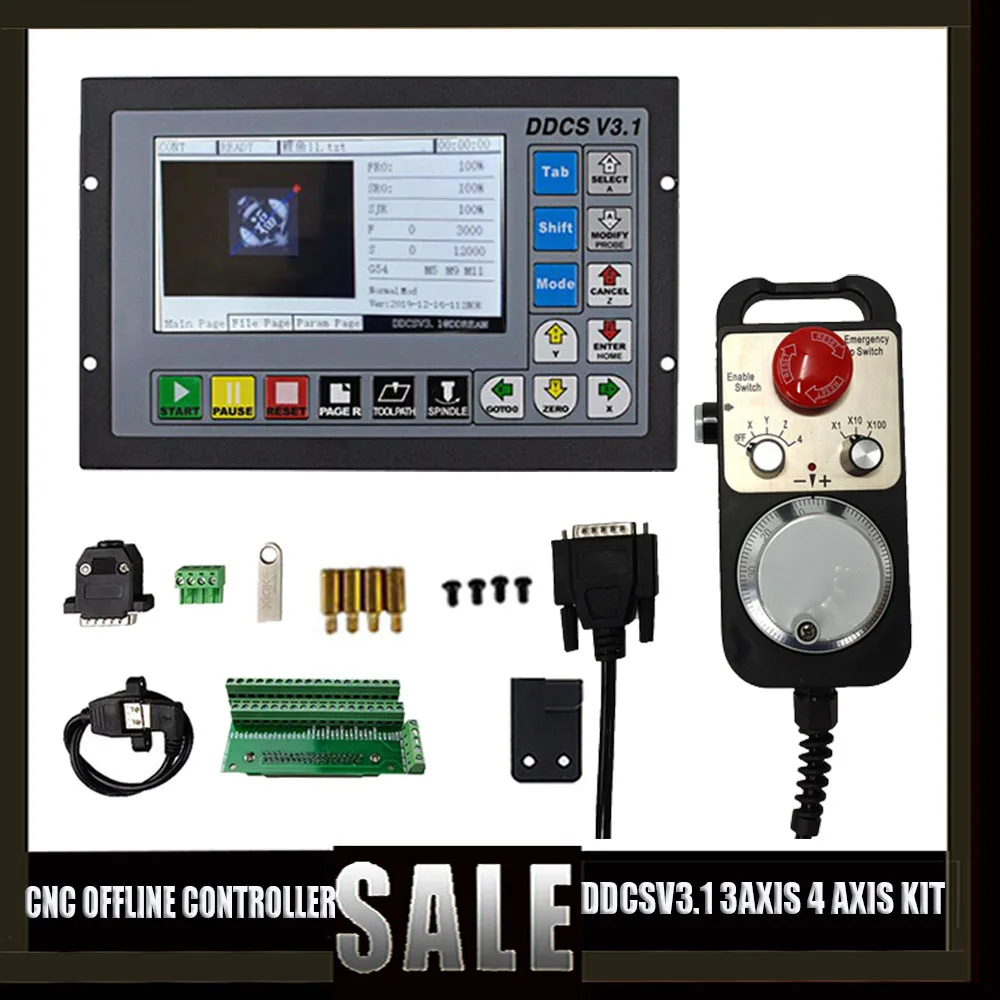 Ddcsv3.1 3/4 Axis Cnc Offline Motion Controller For Engraving And Milling Machine Ddcs V3.1+ 4 Axis E-stop Mpg Handwheel