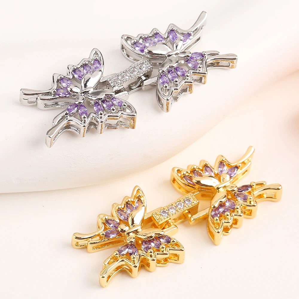 Juya 18K Gold Plated Flower Pendant Connector Fastener Hook Clasps Accessories For DIY Women Needlework Pearls Jewelry Making