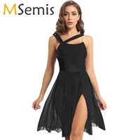 Leotardo de gimnasia para mujer, Ropa de baile de Ballet, vestido de patinaje artístico sin mangas, bloque de Color, trajes de actuación lírica contemporáneos