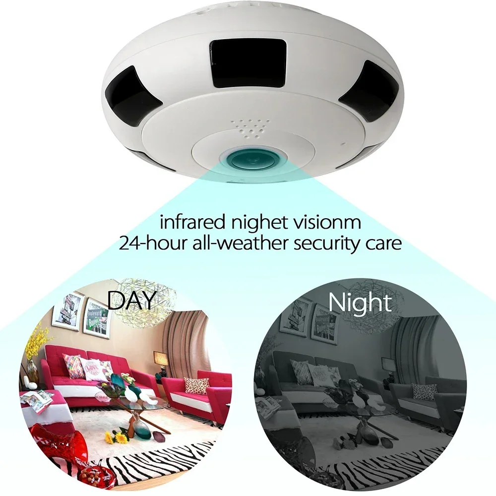 V380 Pro Wireless WIFI Security Panoramic Camera 1080P HD Fisheye Lens Two Ways Audio MINI 360 Degree Surveillance Camcorder