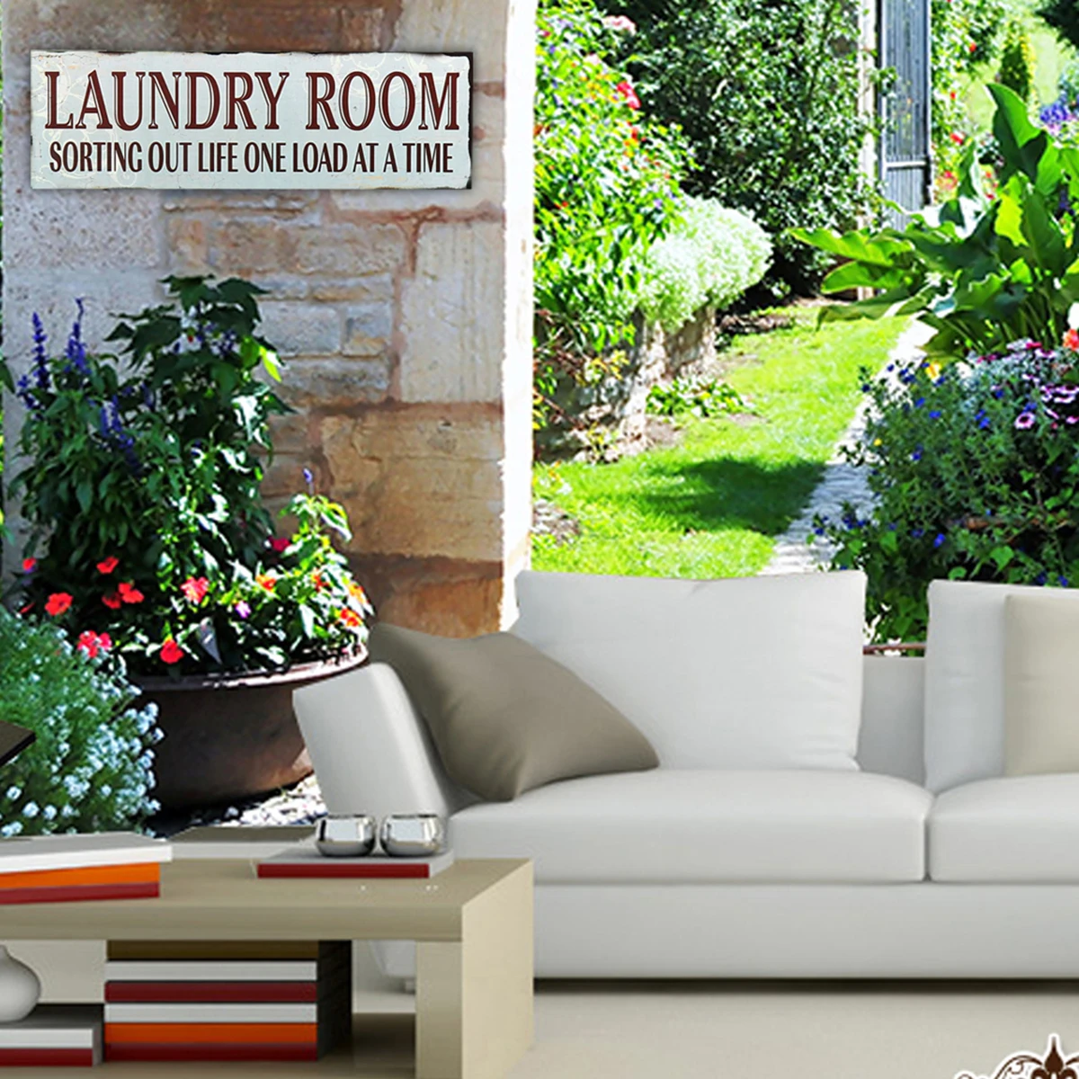 

Laundry Room Wooden Sign Sturdy Decorative Plaque Hanging Hook Wall Decoration for Home Laundry Room Rustic Style