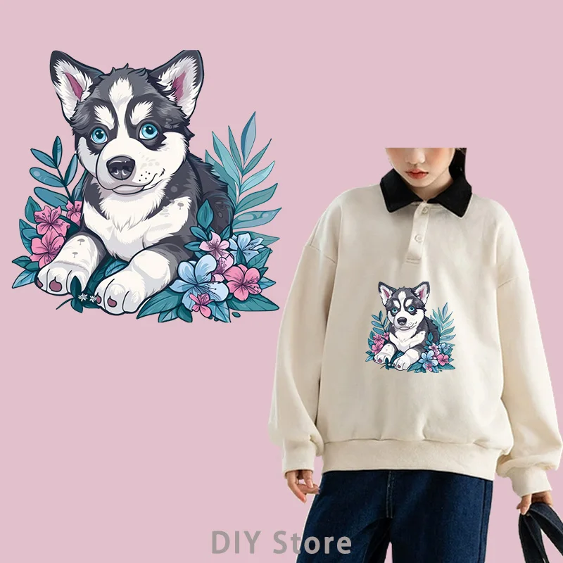 lovely Blue eyes Husky dtf Heat Transfer iron on transfer for clothing transfers ready to press Heat Transfer On Clothes.