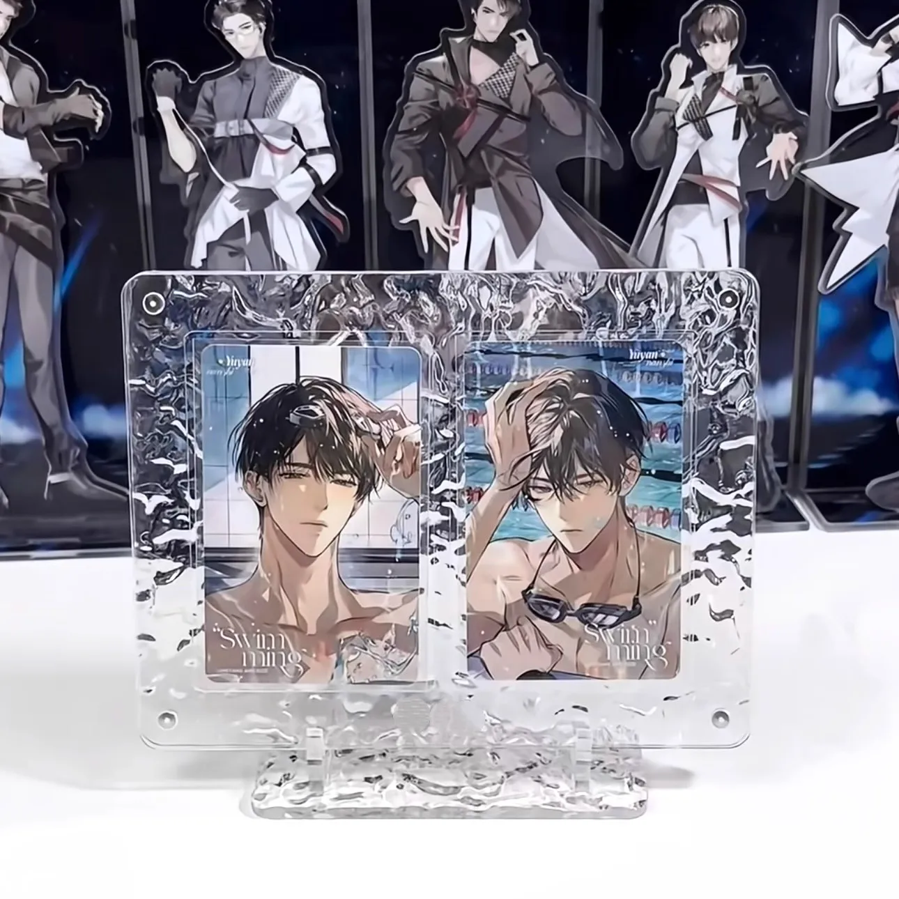 

Water Ripple Acrylic Double Photocard Holder 3 Inch Crystal Clear Card Brick,Desktop Display Stand for Kpop Photocards