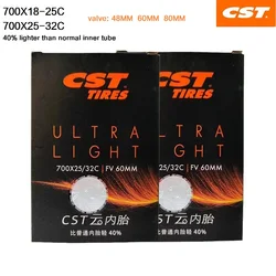 CST ultralight Inner Tube ,700c Road Bicycle Tire Tube ,700x18-25c/700x25-32c ,Presta Valve ,Valve length 48MM 60MM 80MM