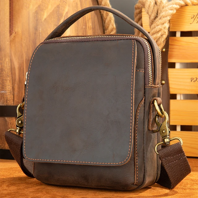Vintage Style Leather Shoulder Bag Crossbody Men Bags Genuine Leather Sling Bag Cow Leather Small Bags One Shoulder Bag For Male Shoulder Bags AliExpress