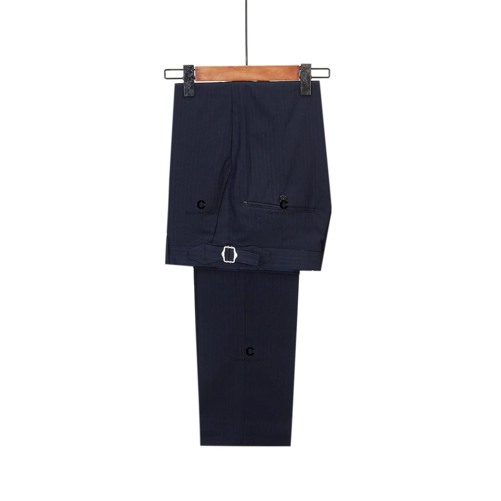 Cenne Des Graoom 2024 trajes de hombre a rayas azules y negras con doble botonadura, conjunto de 2 piezas hecho a medida, chaqueta, pantalones, reuniones de negocios, boda