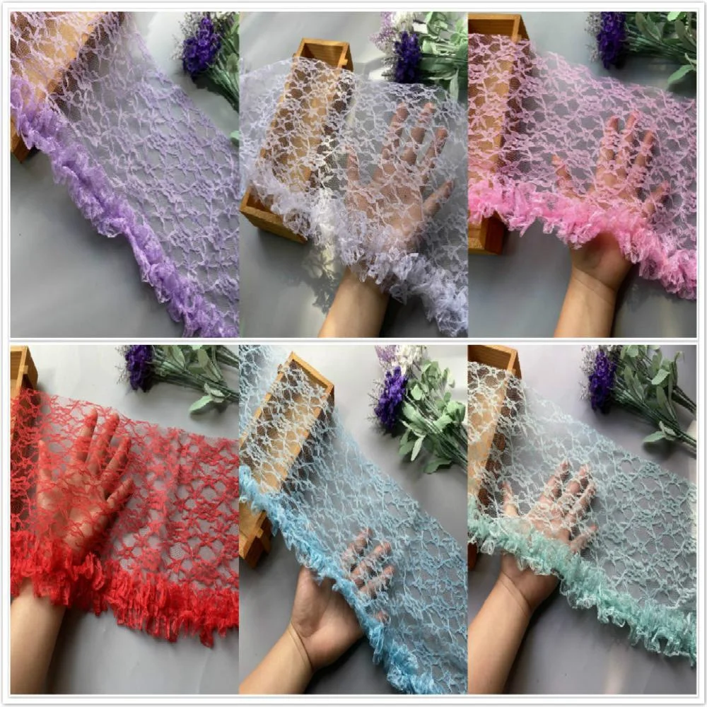 

2Yards Purple White Lace Ribbon Mesh Lace EmbroideredFabric Handmade DIY Skirt Sewing Craft Decoration Lace Trim 20cm Width New