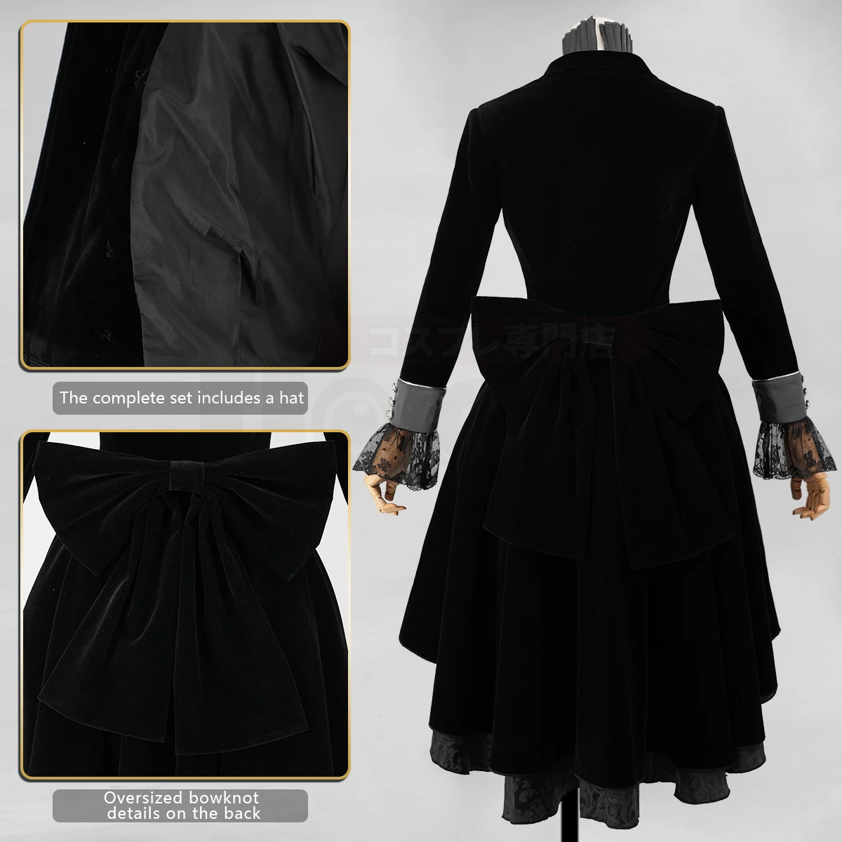 HOLOUN Anime Real Ciel Phantomhive Cosplay Costume Gothic Ouji Double-breasted Tailcoat Jacket Convention Halloween Christmas view 4