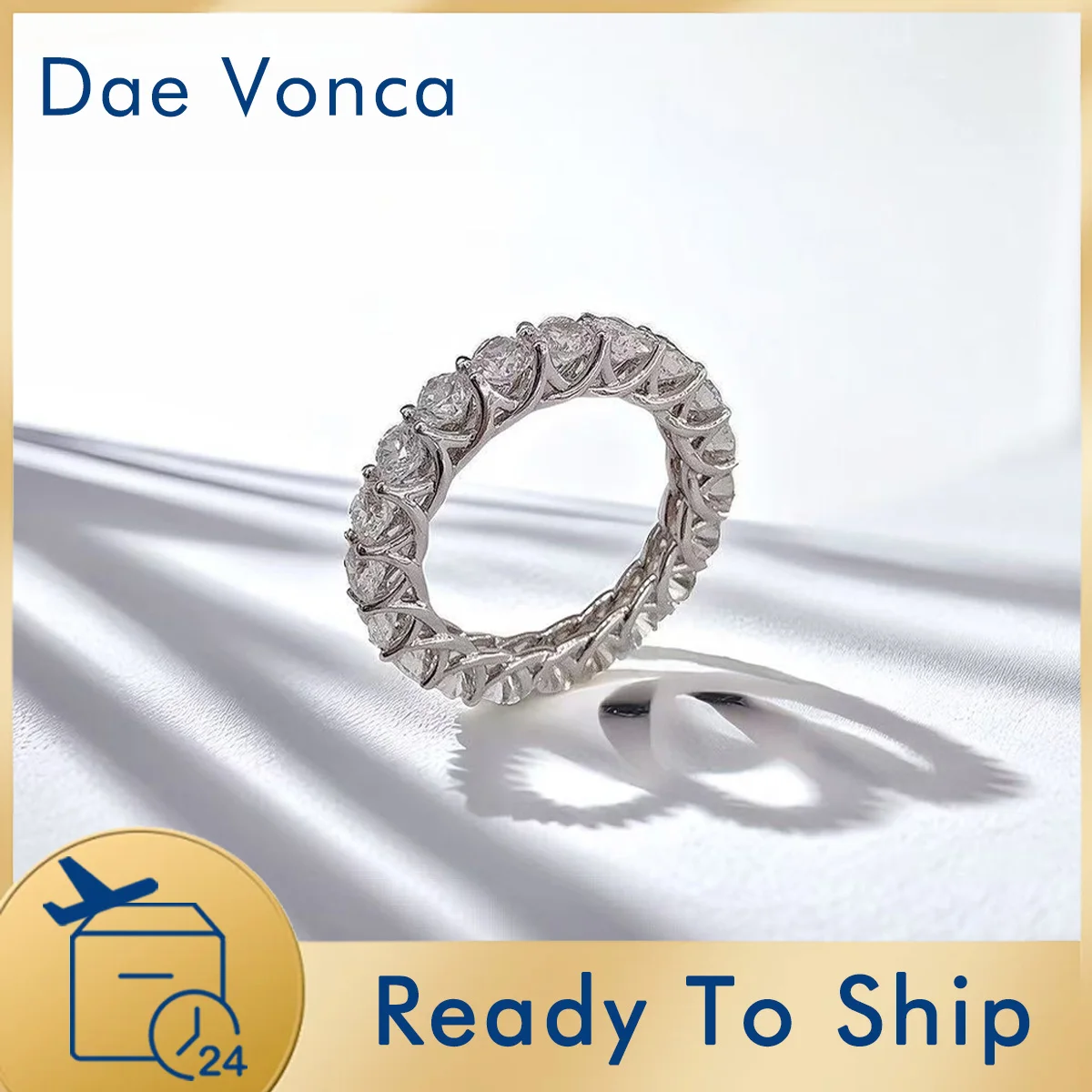 

Кольцо-вечность с бриллиантом круглой огранки, белое золото 18 карат, выращенный в лаборатории бриллиант, составное обручальное кольцо с обручальным кольцом