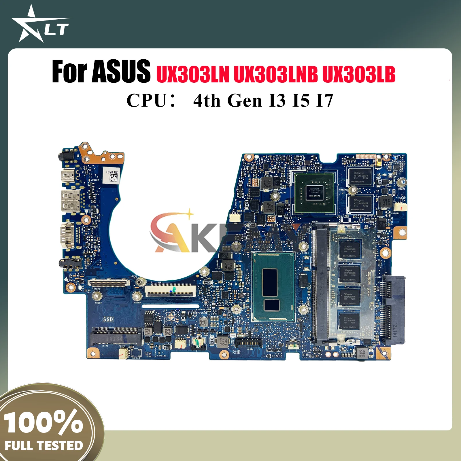 

UX303LN Материнская плата для ноутбука ASUS ZenBook UX303LNB UX303LB BX303L UX303L UX303LN U3000 U303L Материнская плата I3 I5 I7 Процессор тесты ОК