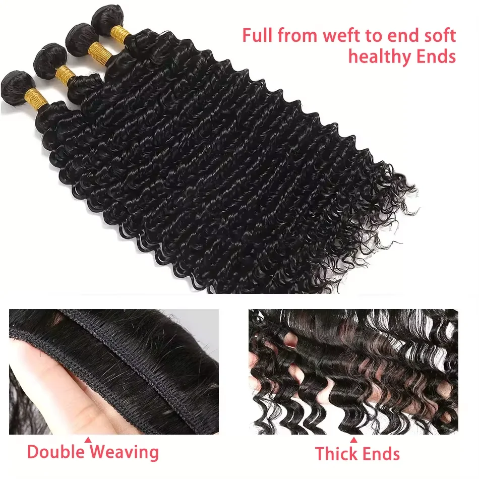 IRoshion 30 40 インチディープウェーブヘアビルマ 100% 真の髪 1/3/4 未処理ダブル横糸ヘアエクステンション織りヘアバンドル