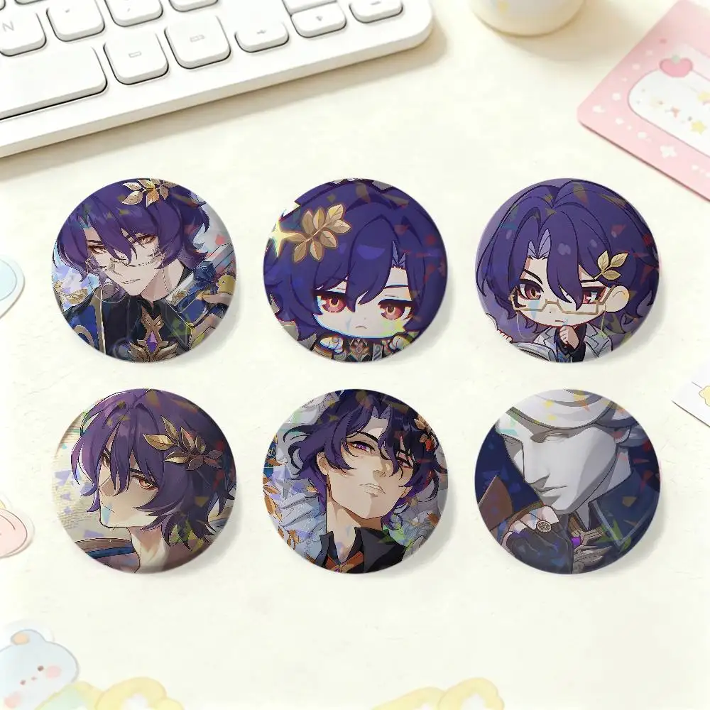 Game Honkai Star Rail Dr Ratio 2pcs Laser Badge Round Exquisite Brooches Creative Pins for Clothes Hat Accessories