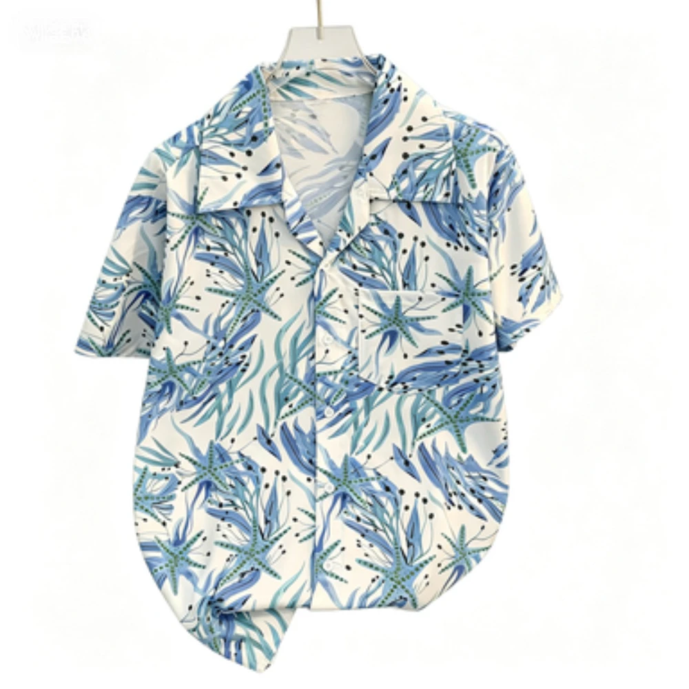 Beach Shirt Hawaiian - Camicia Hawaiana con Stampa Floreale Integrale,