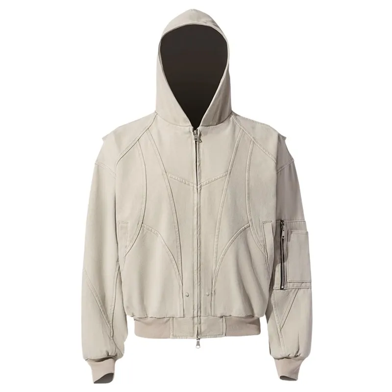 

Men's Washed Jacket Men's Heavy Jacket Cotton Windbreaker Retro Workwear Women's Brand High Street Baseball Coats