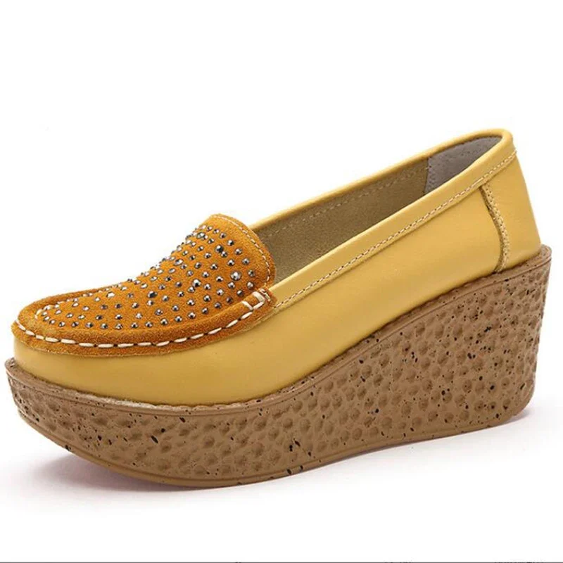 TIMETANG New High Heel Lady Genuine Leather Casual Women Sneakers Leisure Platform Breathable Shoes Height Platform ShoesE047