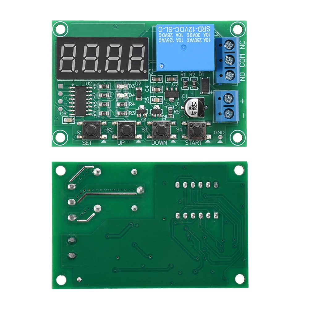 DC12V/24V 10A Infinite Cycle On/Off Digital Display Time Relay Module Timer Delay Switch Circuit Board Timing Control Module DIY