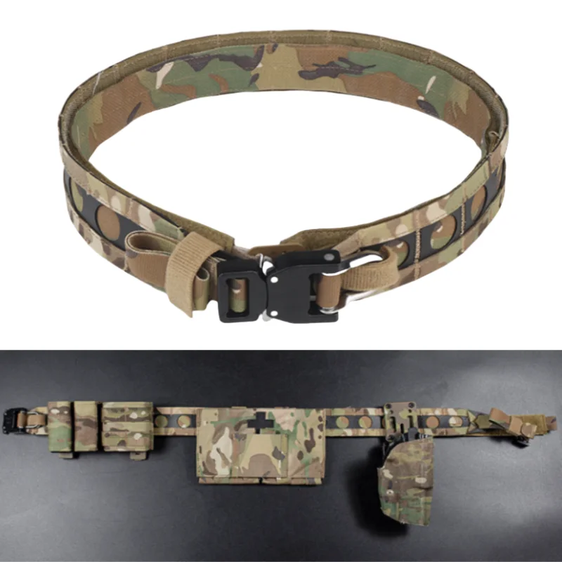 Lightweight Tactical Belt 2 Layer Quick Detach Metal Buckle MOLLE Outdoor Sport Hunting Airsoft Waistband Equipment Mens Belt