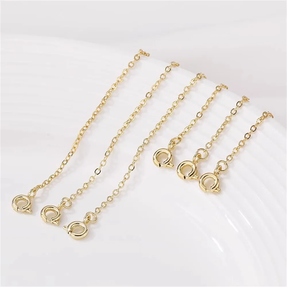 

14K Gold Spring Buckle Adjustment Tail Chain Extension Chain Handmade Diy Bracelet Necklace Jewelry Material Accessories L064