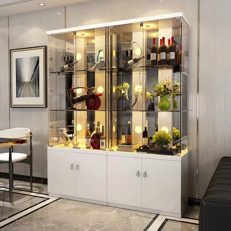 Custom Made Whiskey Luxury Modern Wall Mounted Glass Living Room Corner Wine Cabinets