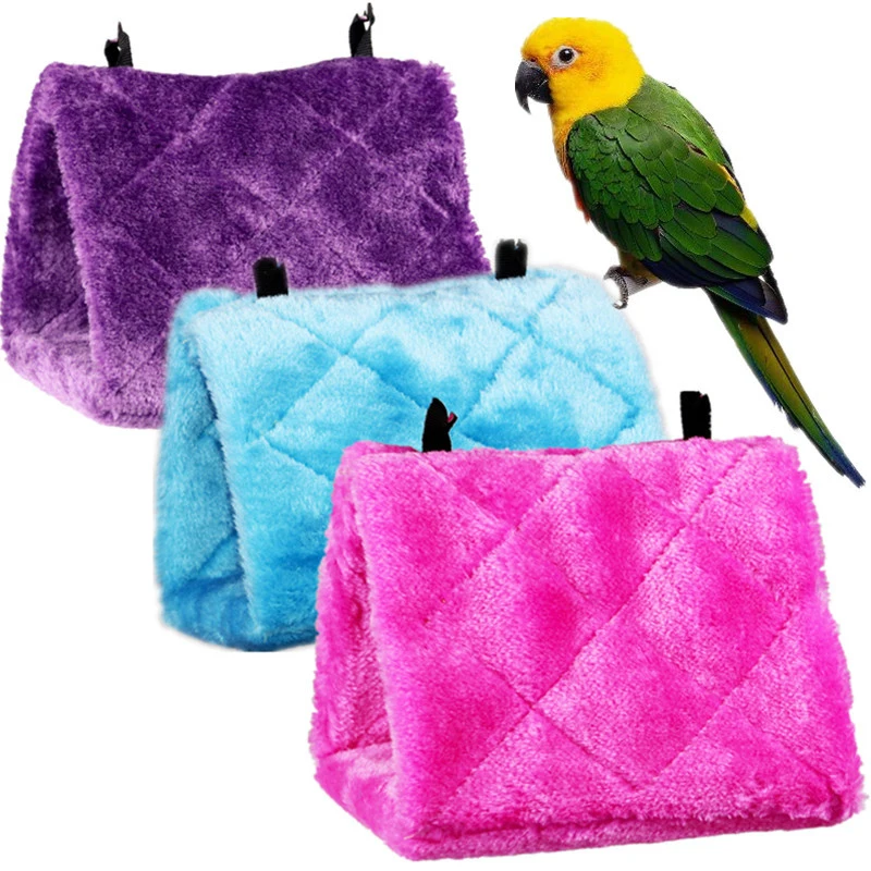 Winter Pet Bird Parrot Cages Warm Plush Hammock Hut Tent Bed Hanging Cave For Sleeping and Hatching Bird Accessories