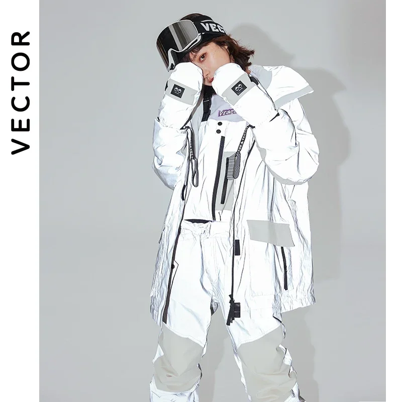 VECTOR Ski Jacket Men Women Warm Windproof Reflective Hooded Jacket Winter Outdoor Sports Jacket ski suit women Man 3M cotton