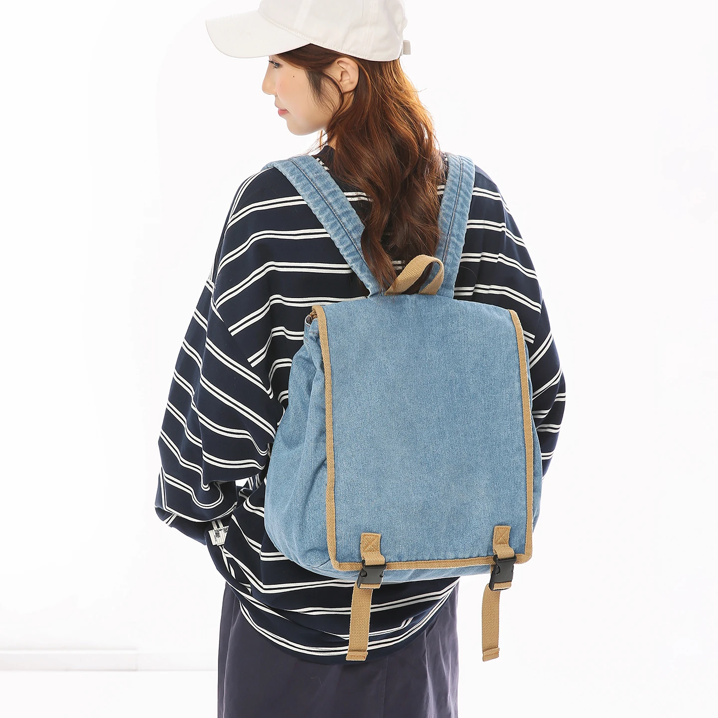 

Джинсовый женский рюкзак, студенческий рюкзак с пряжкой и клапаном на плечо, винтажная сумка, дорожный рюкзак, джинсовый рюкзак Mochila Y2K, отделка книжной сумки