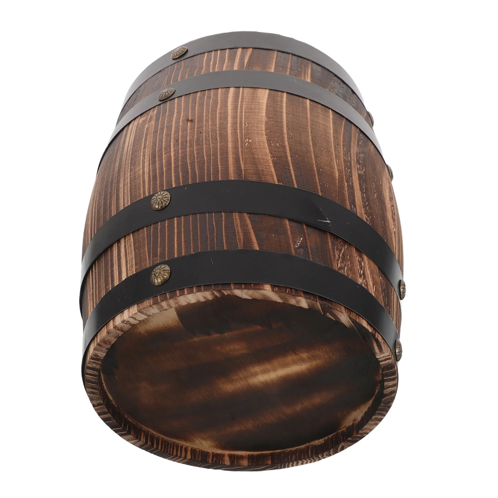 

Vintage Wooden Money Bank Handcrafted Oak Barrel Style Large Rustic Coin Bank for Decorative Home Study