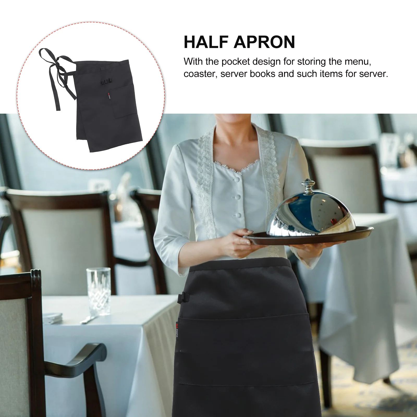 

Waist For Women Half Reusable Server Apron With Pocket Apron Waitress Supplies Canteen Restaurant