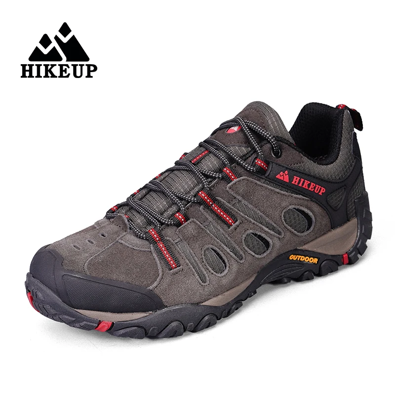 HIKEUP Hiking Shoes Mens Winter Climbing Trekking Sneakers for Men Leather Breathable Outdoor Anti-skid Sports Work Man Shoes