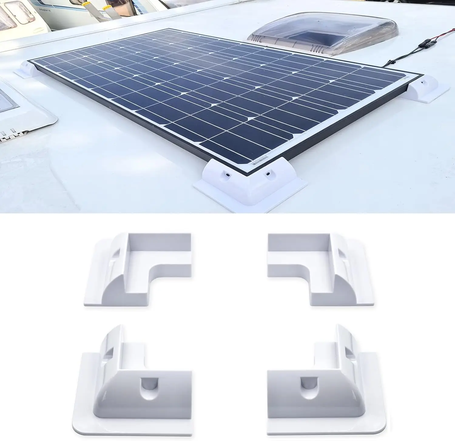 4 Stück bohrfreie Solarpanel-Montagehalterungen, ABS-Eckhalterung für Wohnmobile, Wohnwagen, Kraftfahrzeuge, Dächer, Reisemobile