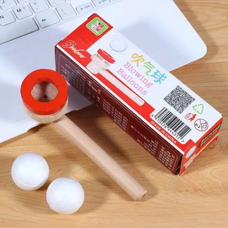 Classic Wooden Game Floating Ball Blow Pipe & Balls Blowing Toys Training Lung Capacity Montessori Early Learning Fun - view 2