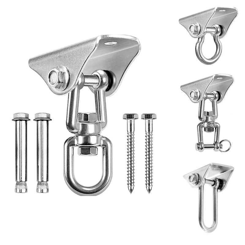 304 Stainless Steel Swing Hanger Swivel Hook for Yoga Playground Swing Sets Porch Wood Concrete Ceiling Silent 1000 Lb Capacity