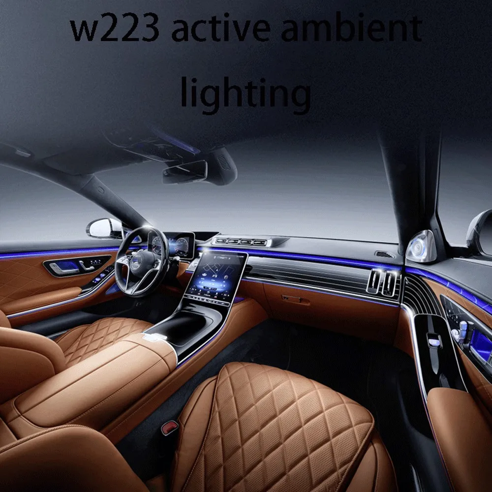 64 Colour Active Ambient Light For Mercedes Benz 2021+ W223 S-Class S400 S450L S480 S500 Multi-color LED Decorative lights Refit