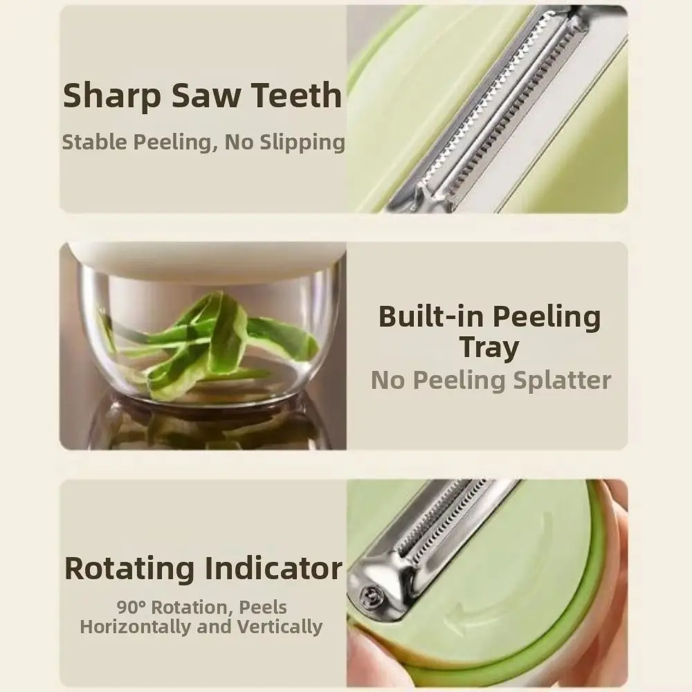 Double-Sided Rotary Peeler Stainless Steel Peel Catching Structure Vegetable Peeler Rotating Peeler With Storage Box