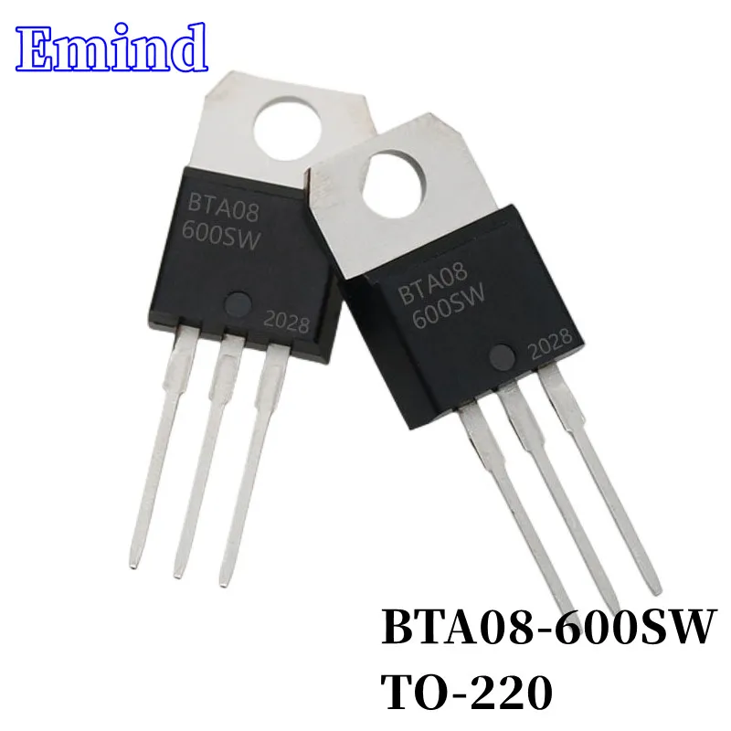 

20/50/100/200/500Pcs BTA08-600SW BTA08 Triac 8A/600V TO-220 DIP Thyristor Large Chip