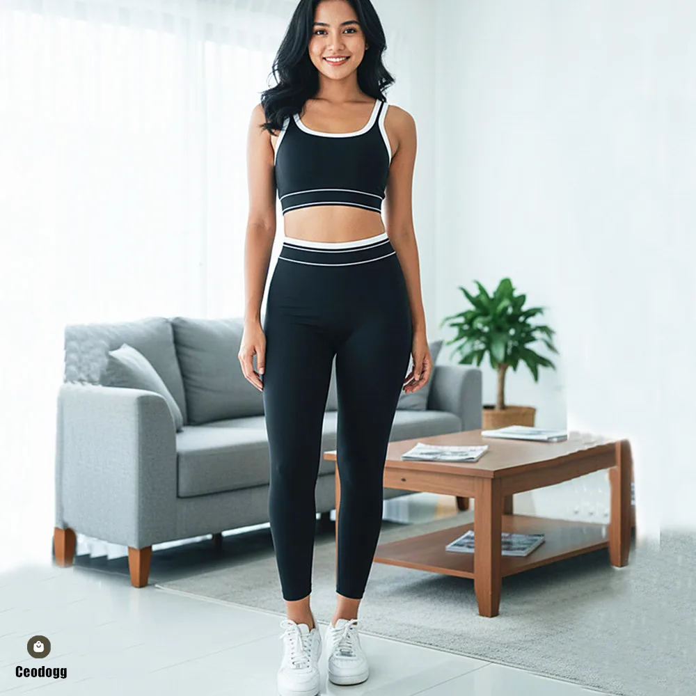 

Женский комплект для йоги из 2 предметов: топ-бра с эффектом пуш-ап и леггинсы с высокой талией для фитнеса и спорта XP06